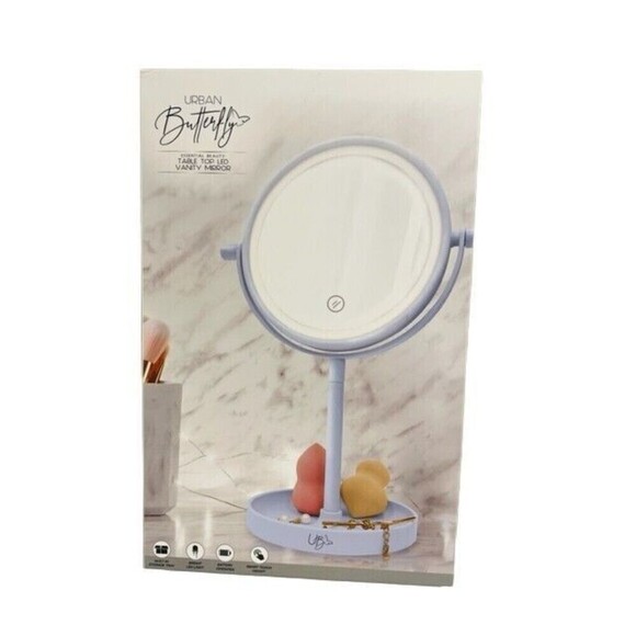 Urban Butterfly Blue Table Top LED Vanity Mirror Smart Touch NEW - Picture 5 of 5